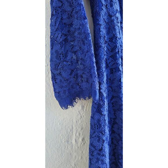 Diane Von Furstenberg Dress 4 DVF Navy Blue Lace Zarita 3/4 Sleeve Mini Back Zip - Picture 6 of 16